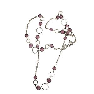 Purple Silvertone Long Layering Necklace